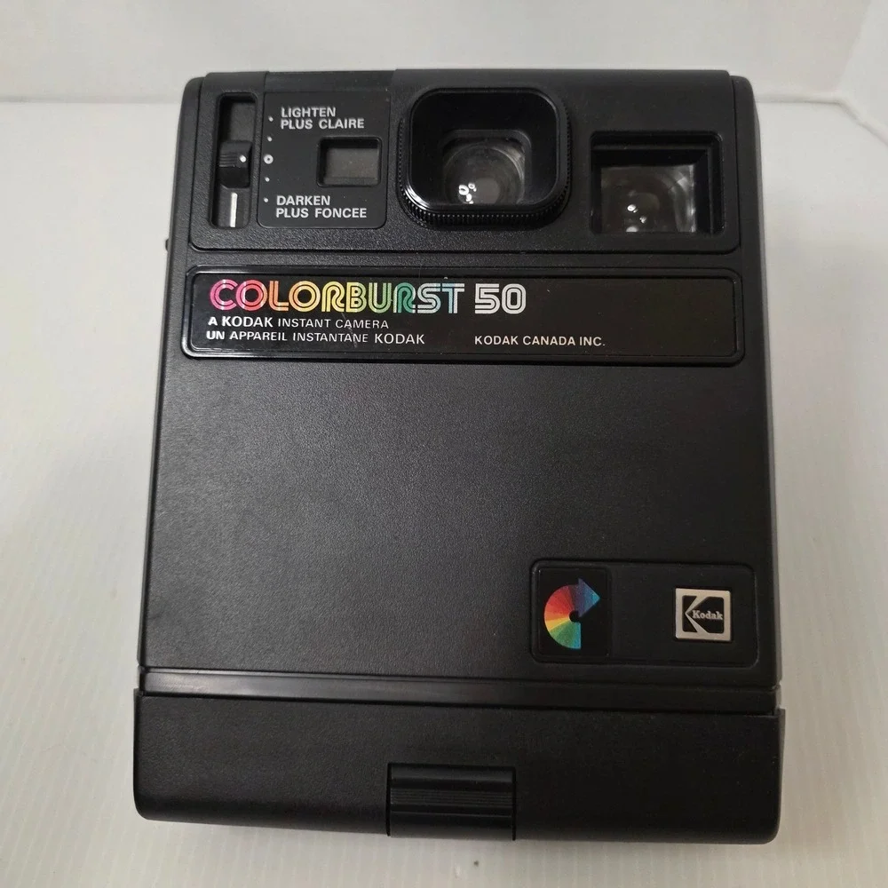 Kodak‎ Colorburst 50 Vintage Instant Camera Black Rainbow Logo Canada Powers On